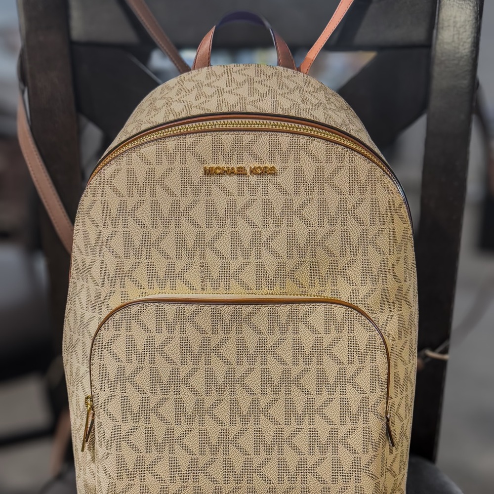 Michael Kors Beige Monogram Backpack